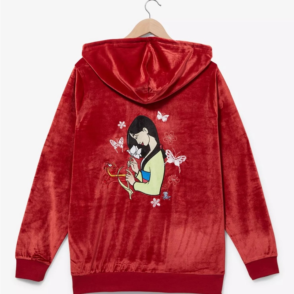 Disney Mulan Red Velour Women's Zippered Hoodie | Small